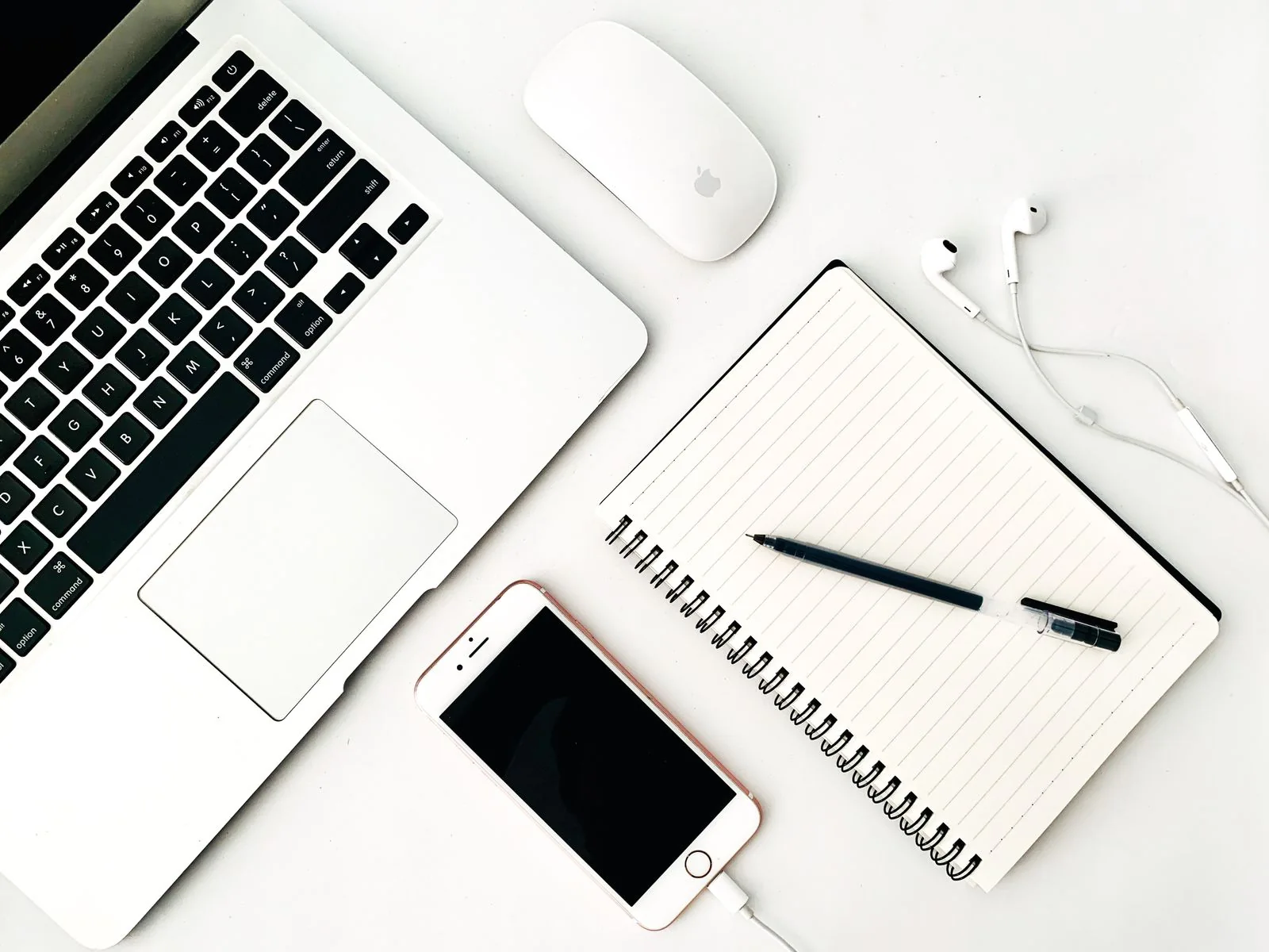 Laptop and computer accessories on a desk