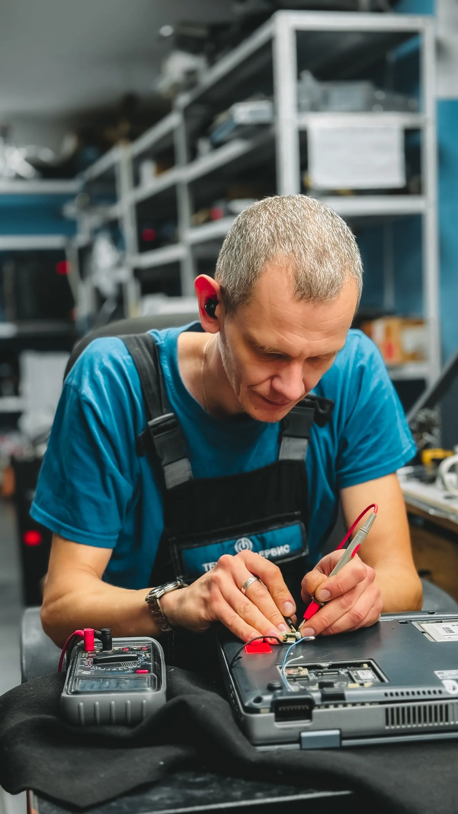 Technician working on a computer
